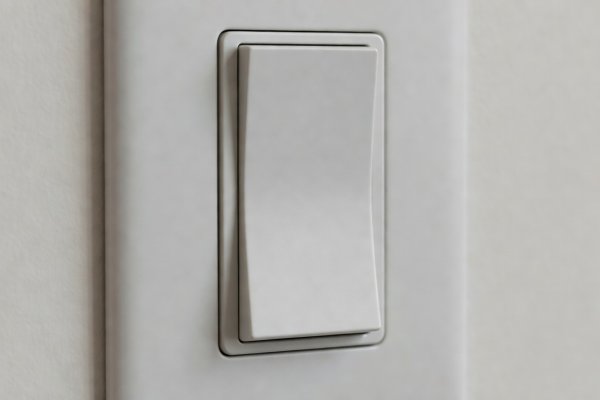 Close-up of a low-glare matte rocker dimmer switch mounted flush in a wall plate